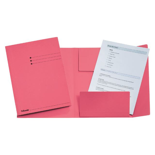 Dossiermap Esselte folio 3 kleppen manilla 275gr roze | 50 stuks