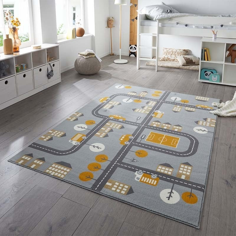 Vloerkleed Kids Town Grijs - Hanse Home Adventures - 160x220 cm - Rechthoek - Dekbed-Discounter.nl