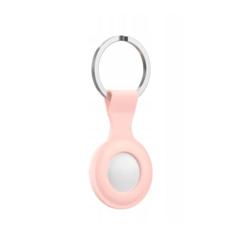 Icon Siliconen Hoesje met Sleutelhanger voor Apple AirTag - Cover met Sleutelhanger-ring - Roze