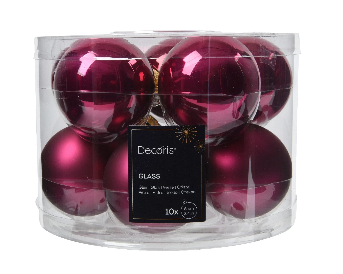 Decoris kerstballen Glas 10st Granaatappel 6cm