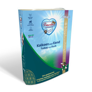 Renske Vers Gestoomd kalkoen met eend hondenvoer (395 gr) 2 trays (20 x 395 g)