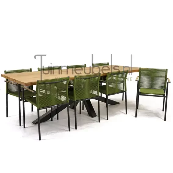 Tuinstoel Jakarta olijf groen met Spectral tafel 260