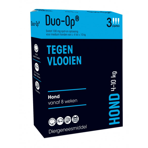 Duo-Op spot-on anti-vlooienmiddel voor de hond 100 mg (4 - 10 kg) 3 pipetten