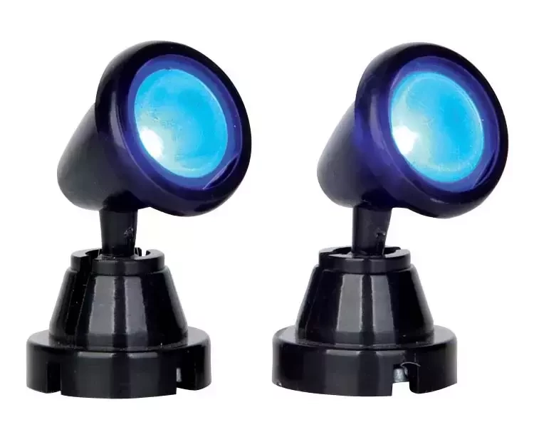 Lemax Round spot light blue - 4.5v adapter - Set of 2