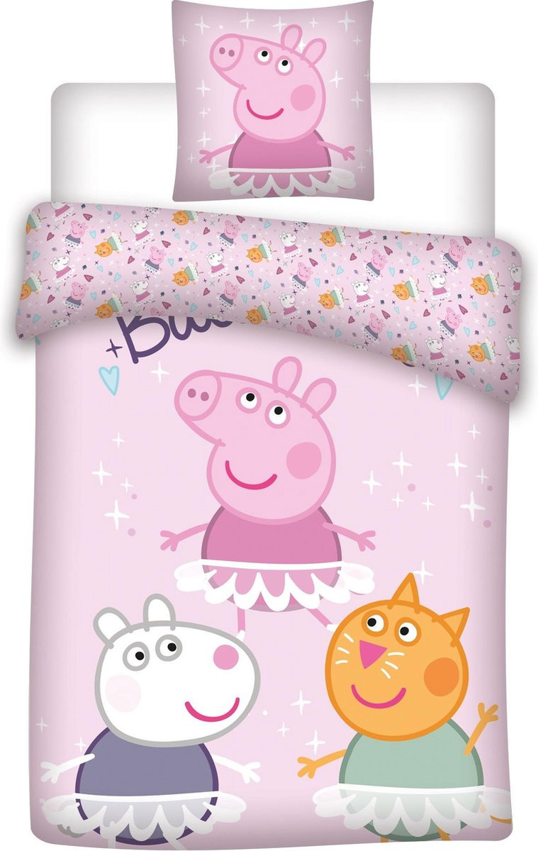 Peppa Pig Dekbedovertrek 3 pigs 140 x 200 cm roze