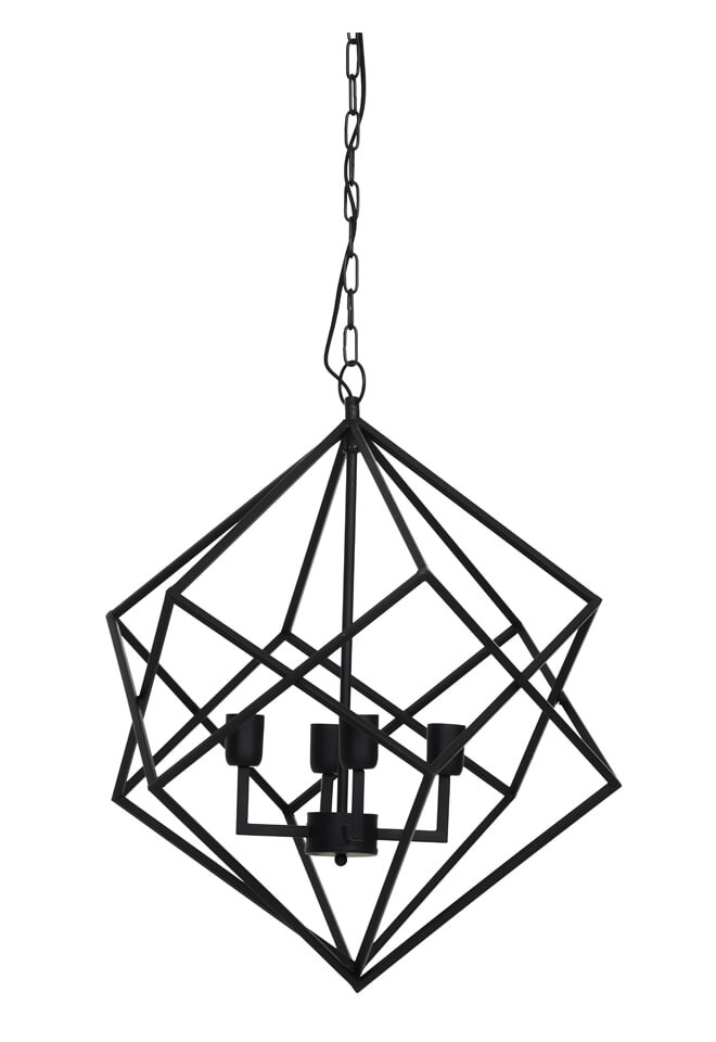 Light & Living Hanglamp 'Drizella' 4-Lamps, mat zwart