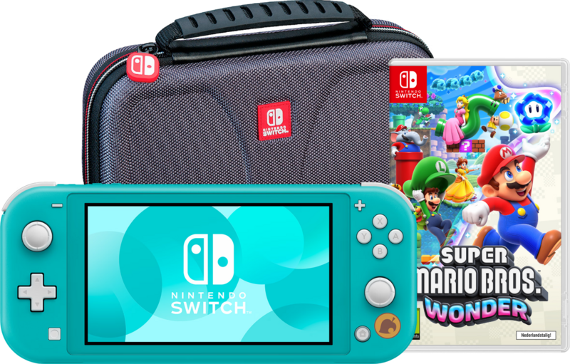 Nintendo Switch Lite Turquoise + Super Mario Bros. Wonder + Beschermhoes