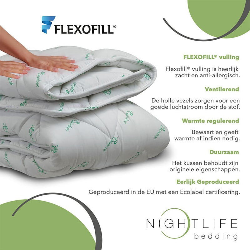 All season Dekbed Natural Bamboe - 140x220 cm (Eenpersoons) - Nightlife - 450 Gram - Dekbed-Discounter.nl