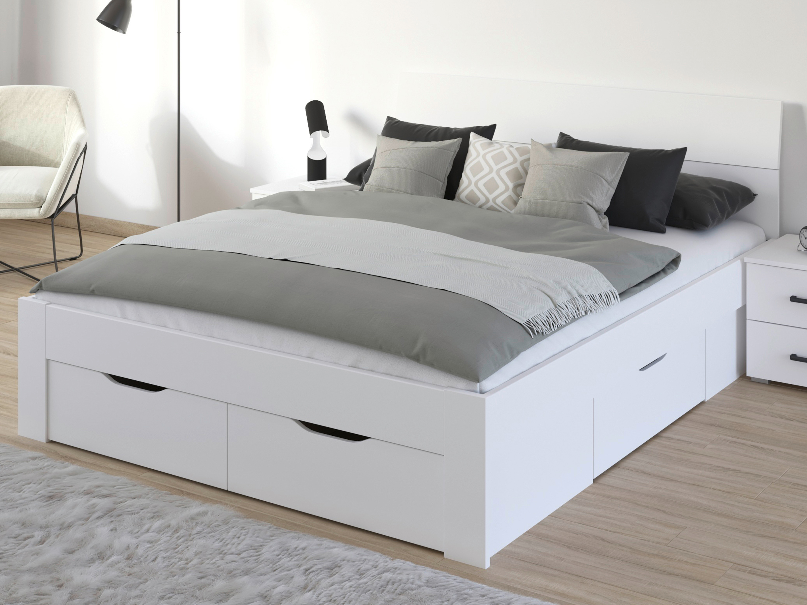 Bed FLASH 140x200 cm wit met lades