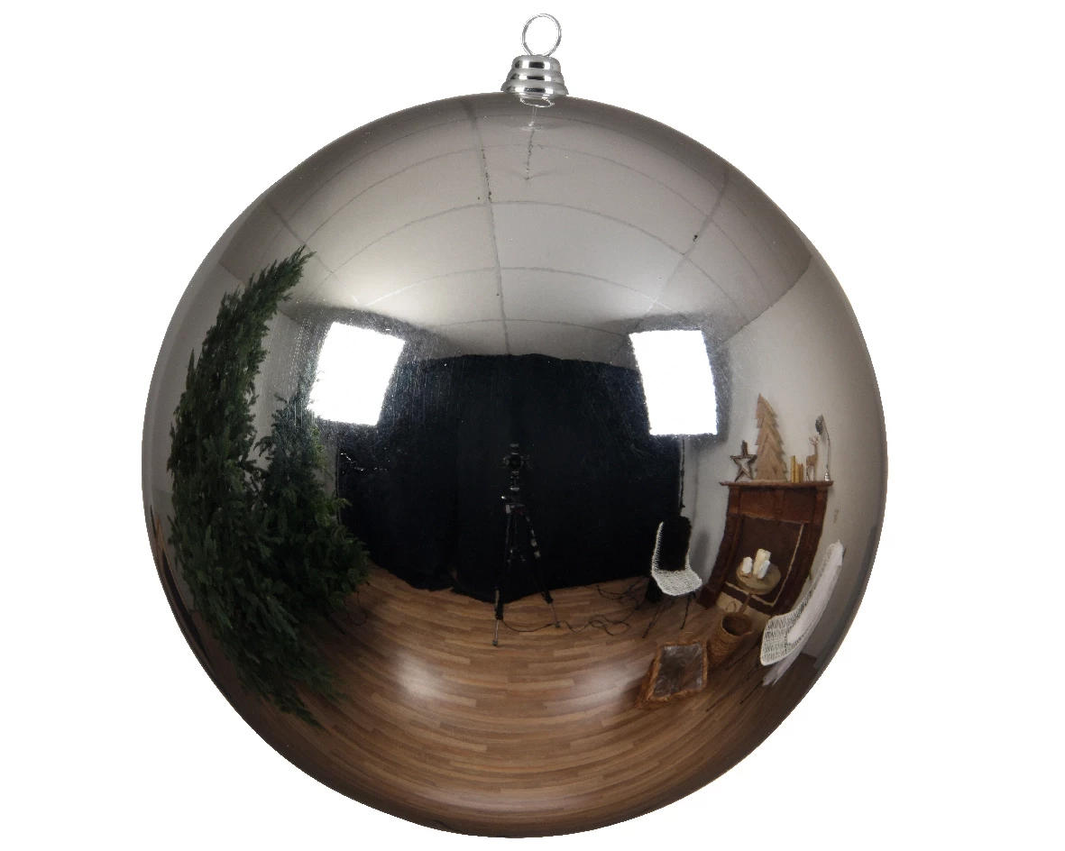 Decoris grote kerstbal glans zilver 20cm