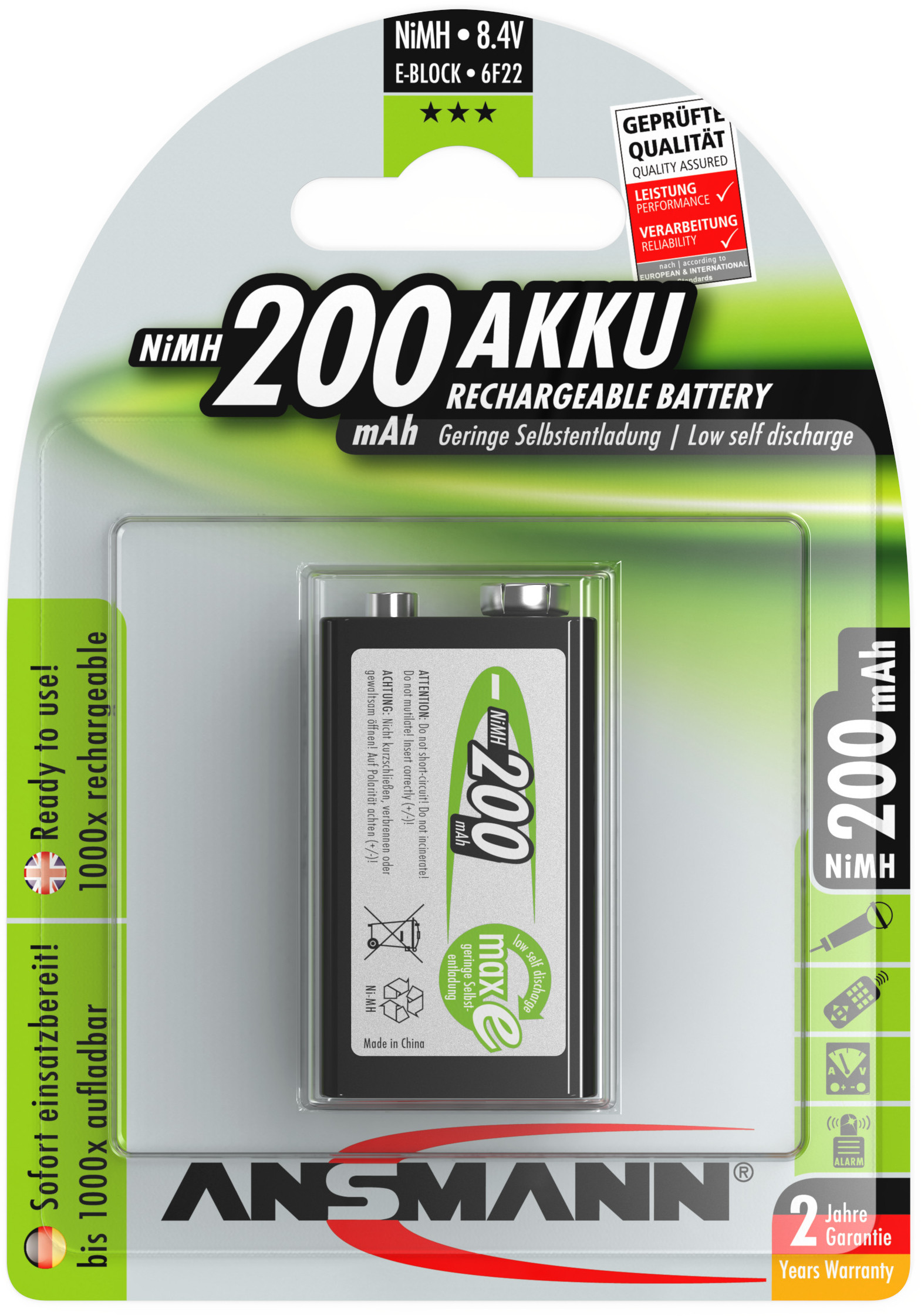 Ansmann 9V 200mAh MaxE