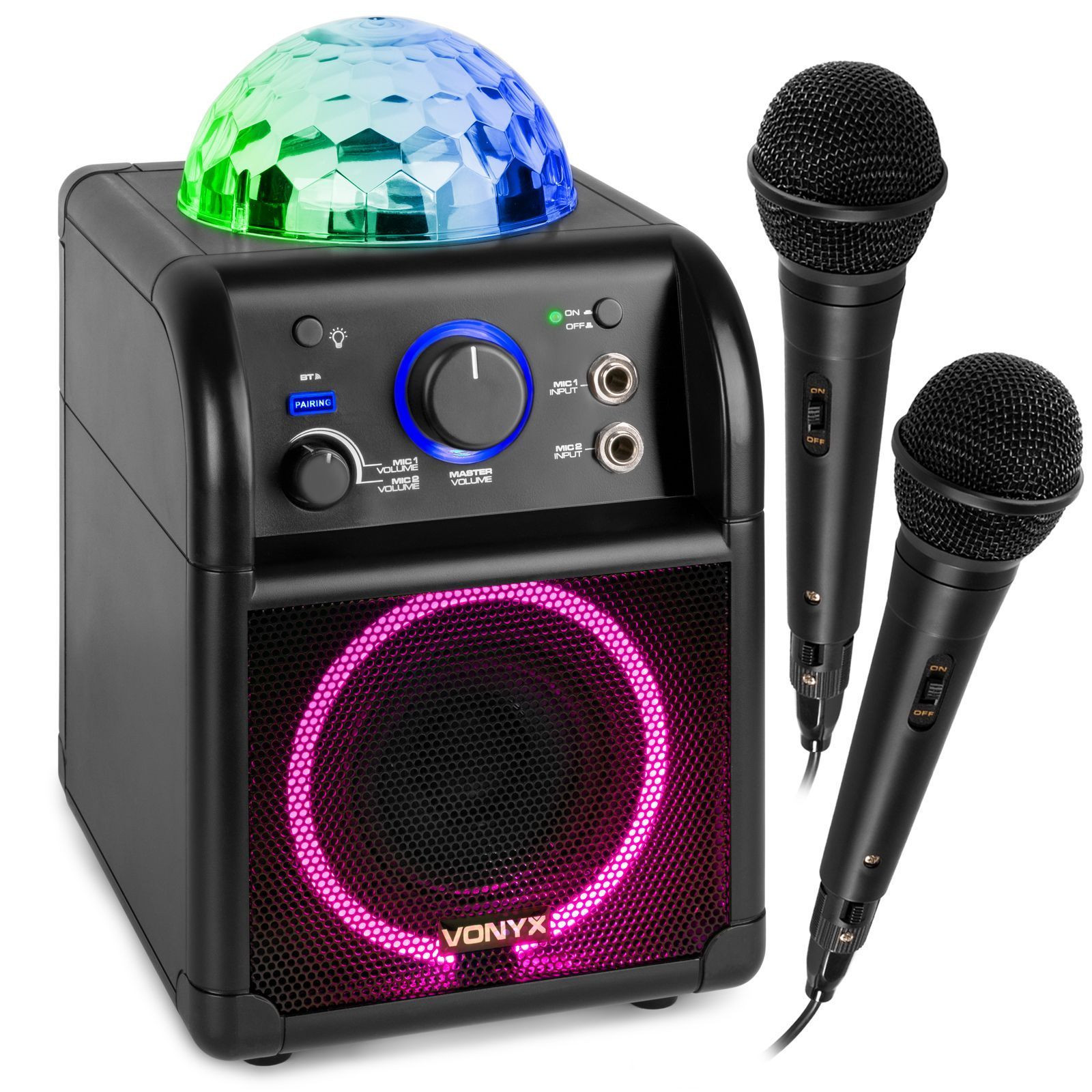 Vonyx SBS55B karaokeset met 2 microfoons, Bluetooth en lichteffect -