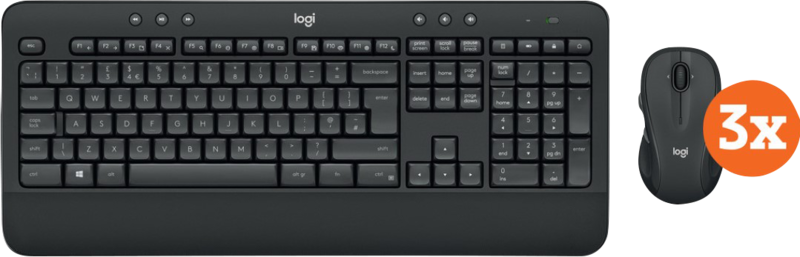 Logitech MK545 Draadloze Toetsenbord en Muis QWERTY 3-Pack