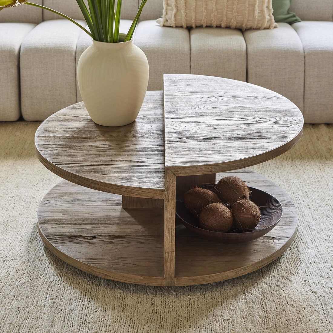 Rivièra Maison Salontafel Del Rey Eikenhout, 90cm - Bruin - Rond