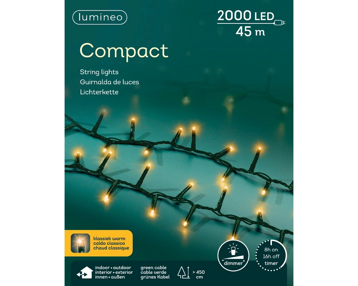 Lumineo Compact ricelights 2000LED 45m klassiek warm