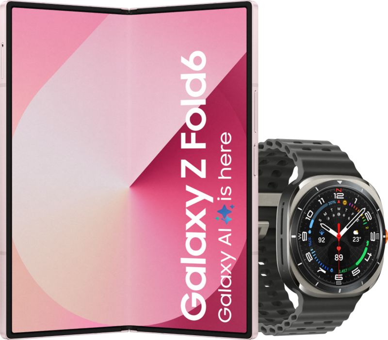 Samsung Galaxy Z Fold 6 512GB Roze 5G + Samsung Galaxy Watch Ultra Zilver/Zwart 47mm