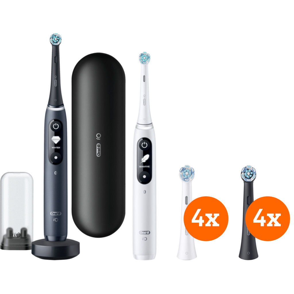 Oral-B iO Series 7n Duo Pack Zwart en Wit + iO Ultimate Clean opzetborstels (8 stuks)