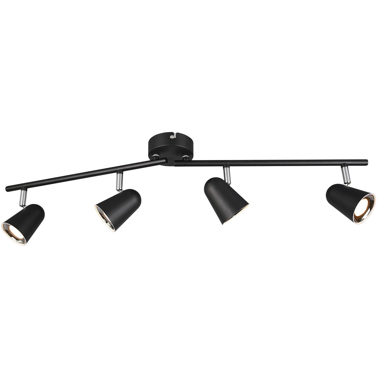 LED Plafondspot - Trion Toluno - 12W - Warm Wit 3000K - 4-lichts - Rechthoek - Mat Zwart - Kunststof