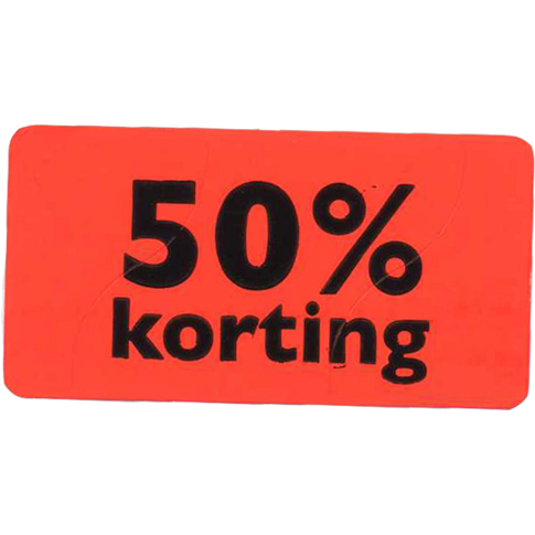 Etiket | Reclame-etiket | papier | 50% korting | permanent | 47x25mm | fluor/rood | rol à 1000 stuks