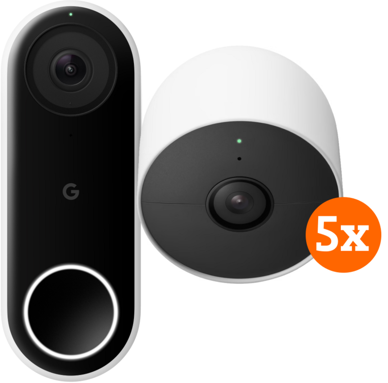 Google Nest Doorbell Wired + Google Nest Cam 5-pack