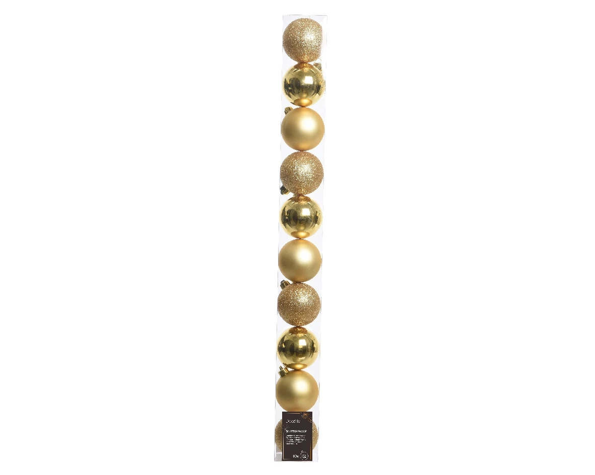 Decoris kerstballen set plastic 10st licht goud 6cm