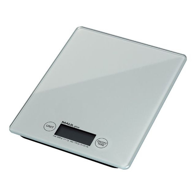 Briefweger MAUL Gloss tot 5000 gram wit glazen plateau incl.batterij