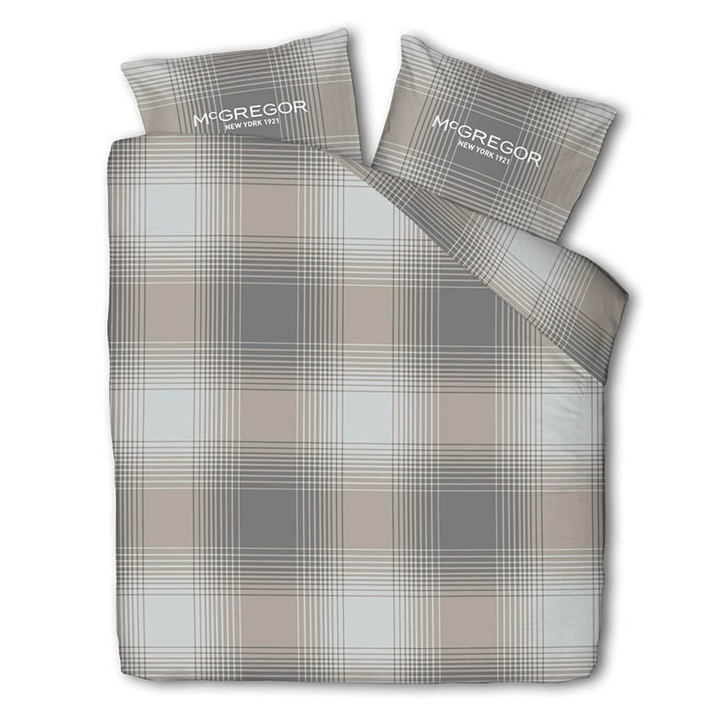 Flanellen Dekbedovertrek Taupe Tartan - Eenpersoons (140x240 cm) - Taupe - Dessin: Ruiten - McGregor - Dekbed-Discounter.nl