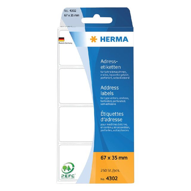 Etiket HERMA adres 4302 67x35mm 250stuks zig-zag