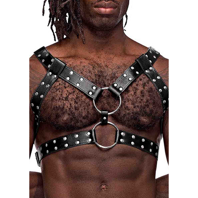 Male Power Gemini - Imitation Leather Harness - One Size - Black