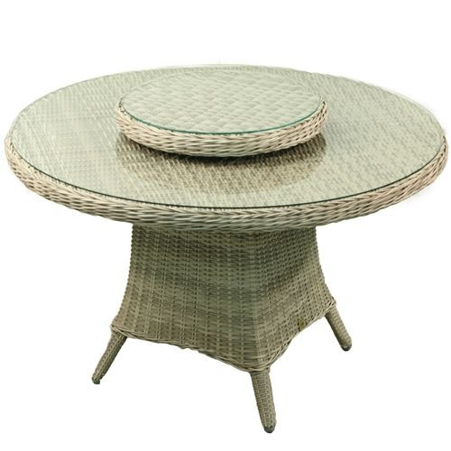 Tartano Tafel 120cm incl. Lazy Susan Off White Wicker HM15 (LZ apart verpakt) - OWN