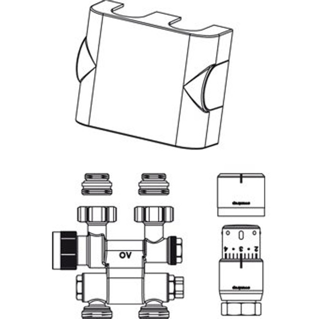 Oventrop Multiblock Aansluitset TF / UNI SH 1/2 draaibaar Kvs = 075 m3/h chroom 1184235