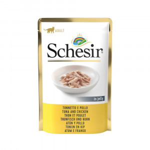 Schesir tonijn met kip (jelly) natvoer kat (zakjes 85 g) 1 doos (20 x 85 g)