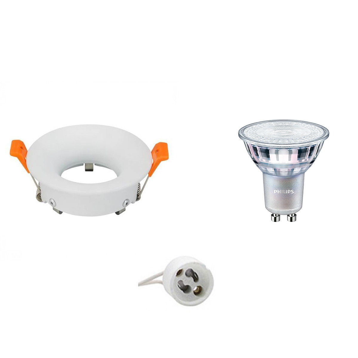 LED Spot Set - GU10 Fitting - Inbouw Rond - Mat Wit - Ø85mm - Philips - MASTER 927 36D VLE - 4.9W - Warm Wit 2200K-2700K - DimTone Dimbaar