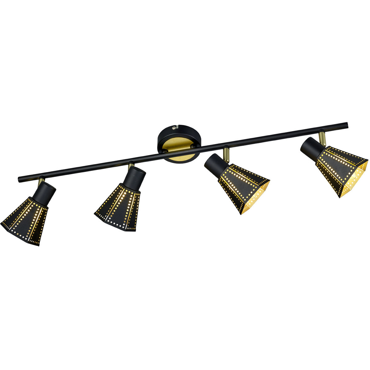 LED Plafondspot - Plafondverlichting - Trion Holmino - E14 Fitting - 4-lichts - Rond - Mat Zwart - Aluminium