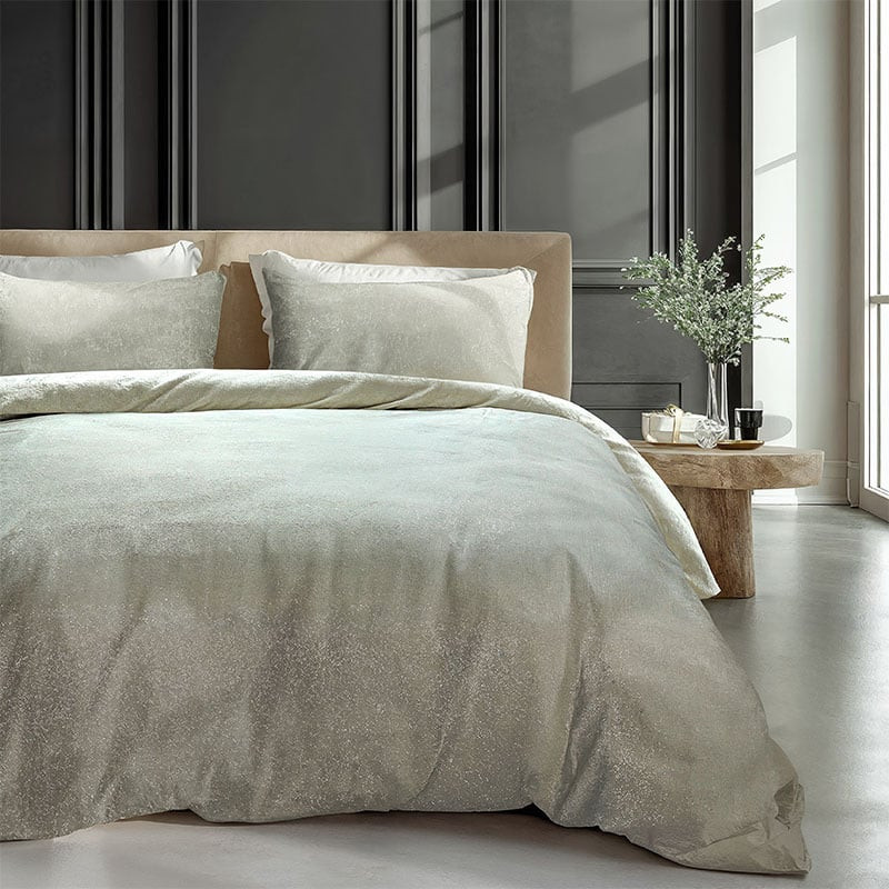 Flanellen Dekbedovertrek Glamour Deco - Lits-Jumeaux (240x220 cm) - Creme - Dessin: Luxe - Sleeptime - Dekbed-Discounter.nl