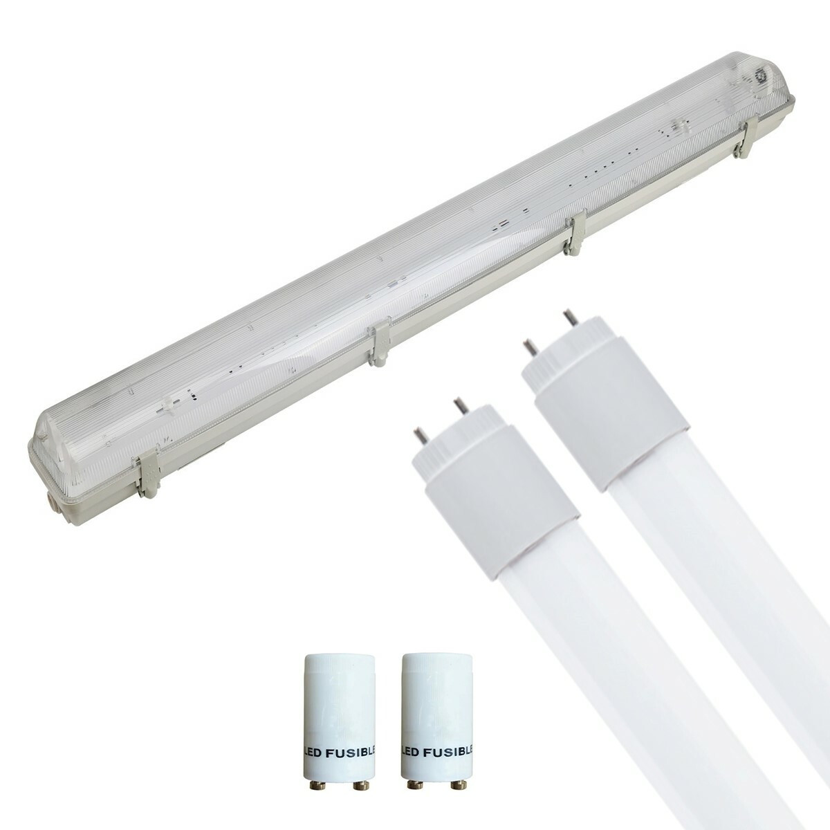 LED TL Armatuur met T8 Buis Incl. Starter - Aigi Hari - 120cm Dubbel - 32W - Helder/Koud Wit 6400K - Waterdicht IP65