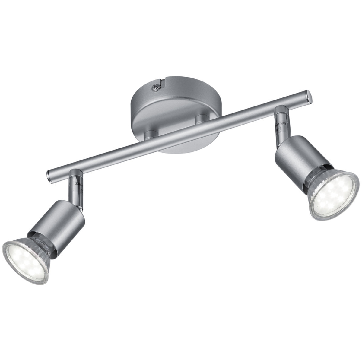 LED Plafondspot - Trion Pamo - GU10 Fitting - 6W - Warm Wit 3000K - 2-lichts - Rond - Mat Titanen - Aluminium