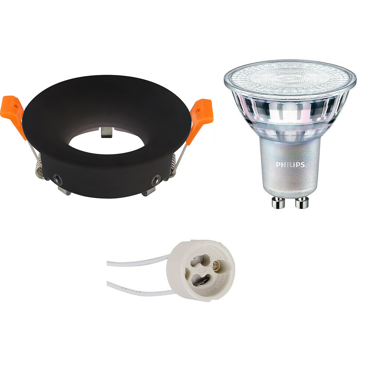 LED Spot Set - GU10 Fitting - Inbouw Rond - Mat Zwart - Ø85mm - Philips - MASTER 927 36D VLE - 4.9W - Warm Wit 2200K-2700K - DimTone Dimbaar