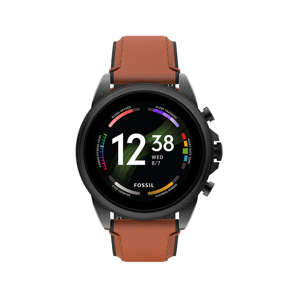 Fossil Gen 6 Display FTW4062 Zwart/Bruin 44mm