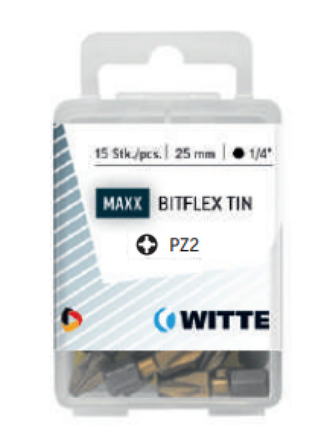 Witte pozidriv bits MAXX Bitflex tin [5x] - 1/4&apos;&apos; - PZ 2 - 25 mm