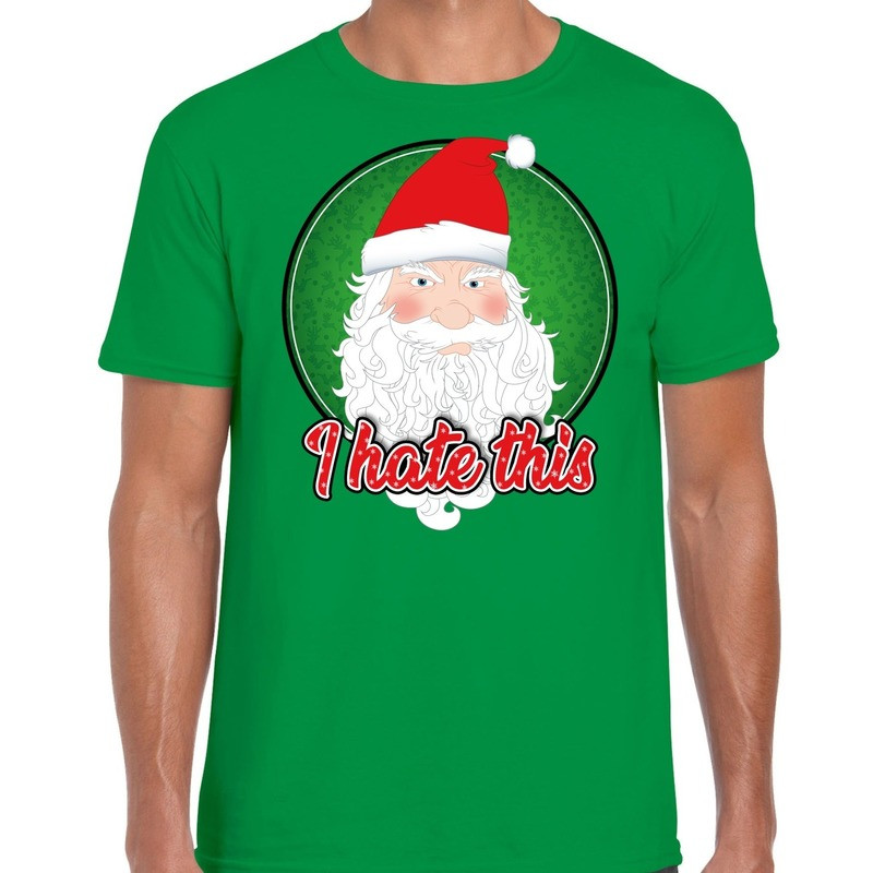 Fout kerst shirt I hate this groen voor heren