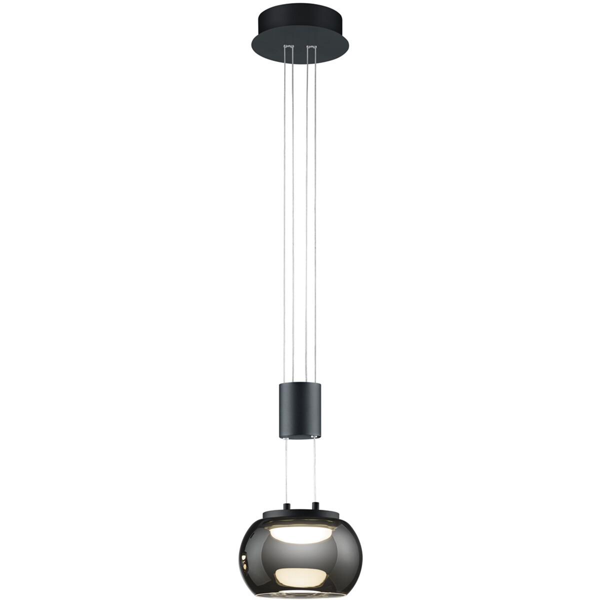 LED Hanglamp - Hangverlichting - Trion Maliba - 8W - 1-lichts - Warm Wit 3000K - Dimbaar - Rond - Mat Zwart - Aluminium