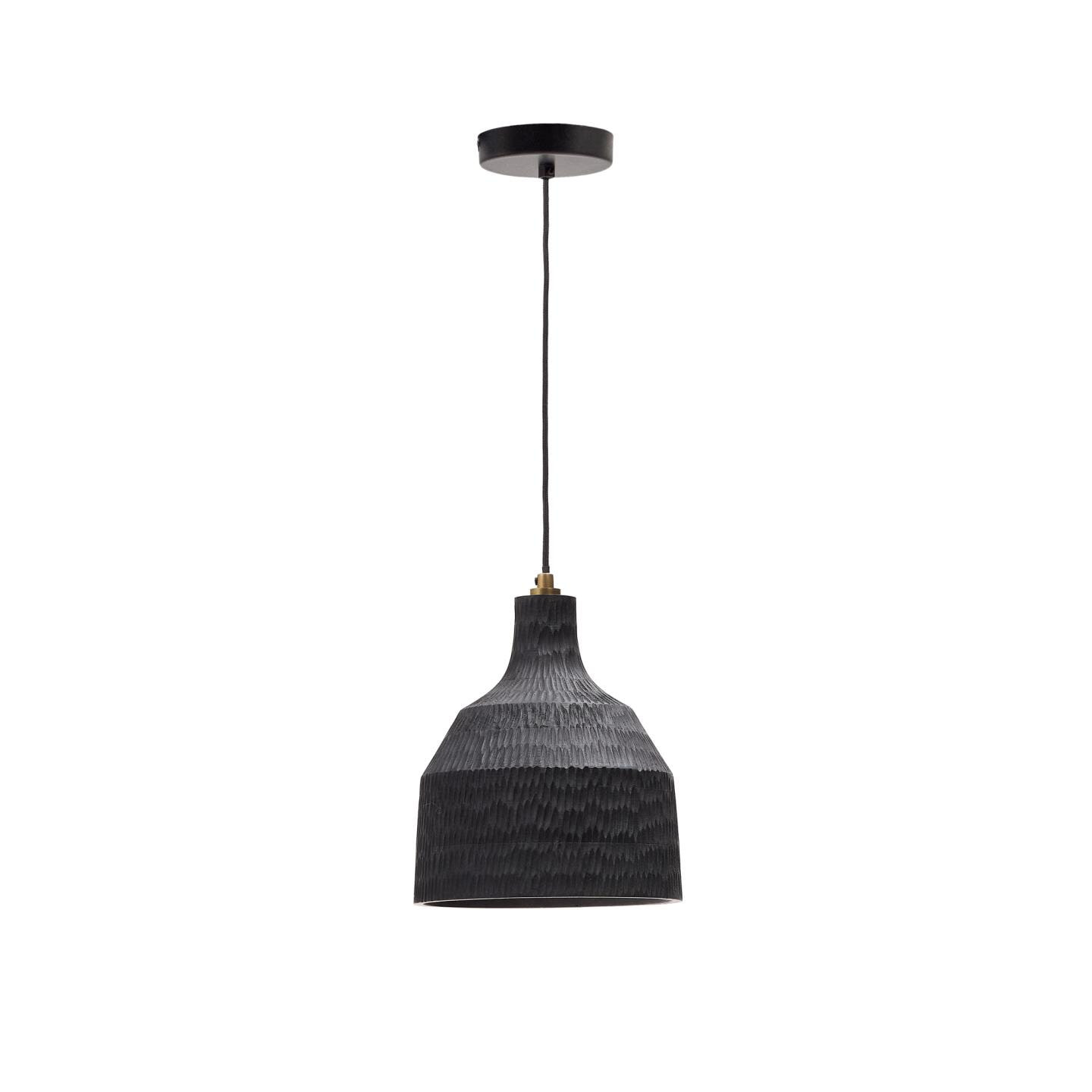 Kave Home Hanglamp Amire Mangohout, 21cm - Zwart