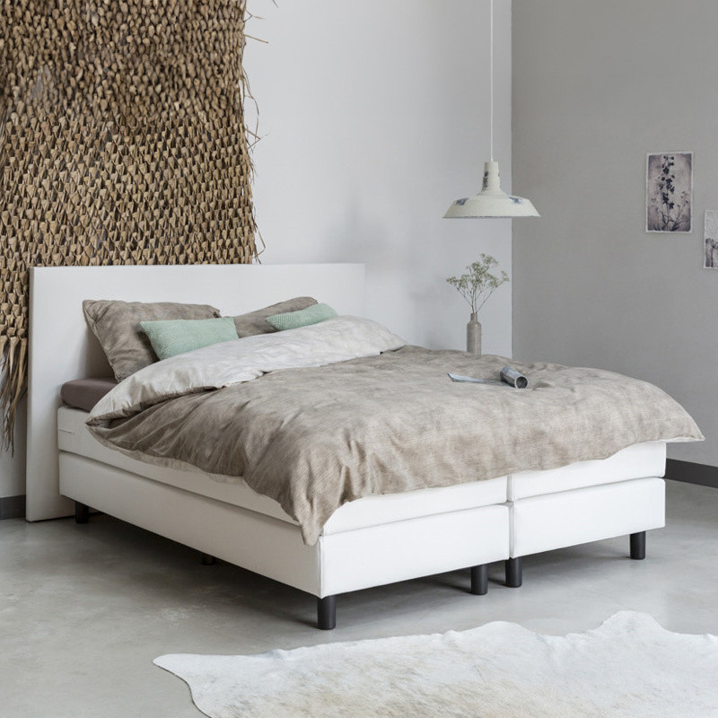 Boxspring Hera - Zwart & Wit & Grijs & Antraciet & Beige 0x0 cm - Pocketvering - Inclusief Topper - Dekbed-Discounter.nl