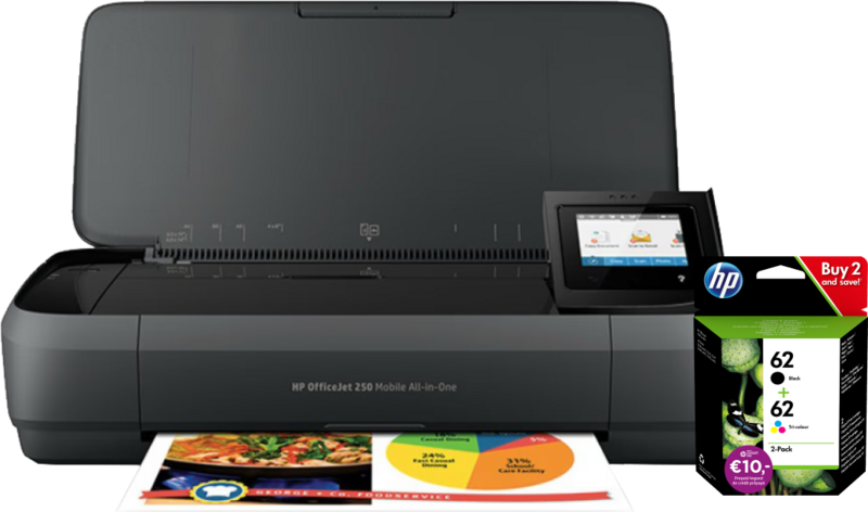 HP OfficeJet 250 Mobile Printer + 1 set extra inkt