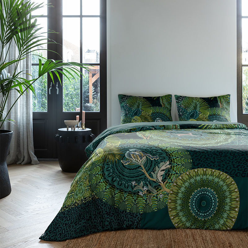 Dekbedovertrek Mandala Tropical - Lits-Jumeaux (240x220 cm) - Groen Katoen - Dessin: Natuur - Cloud Nine - Dekbed-Discounter.nl