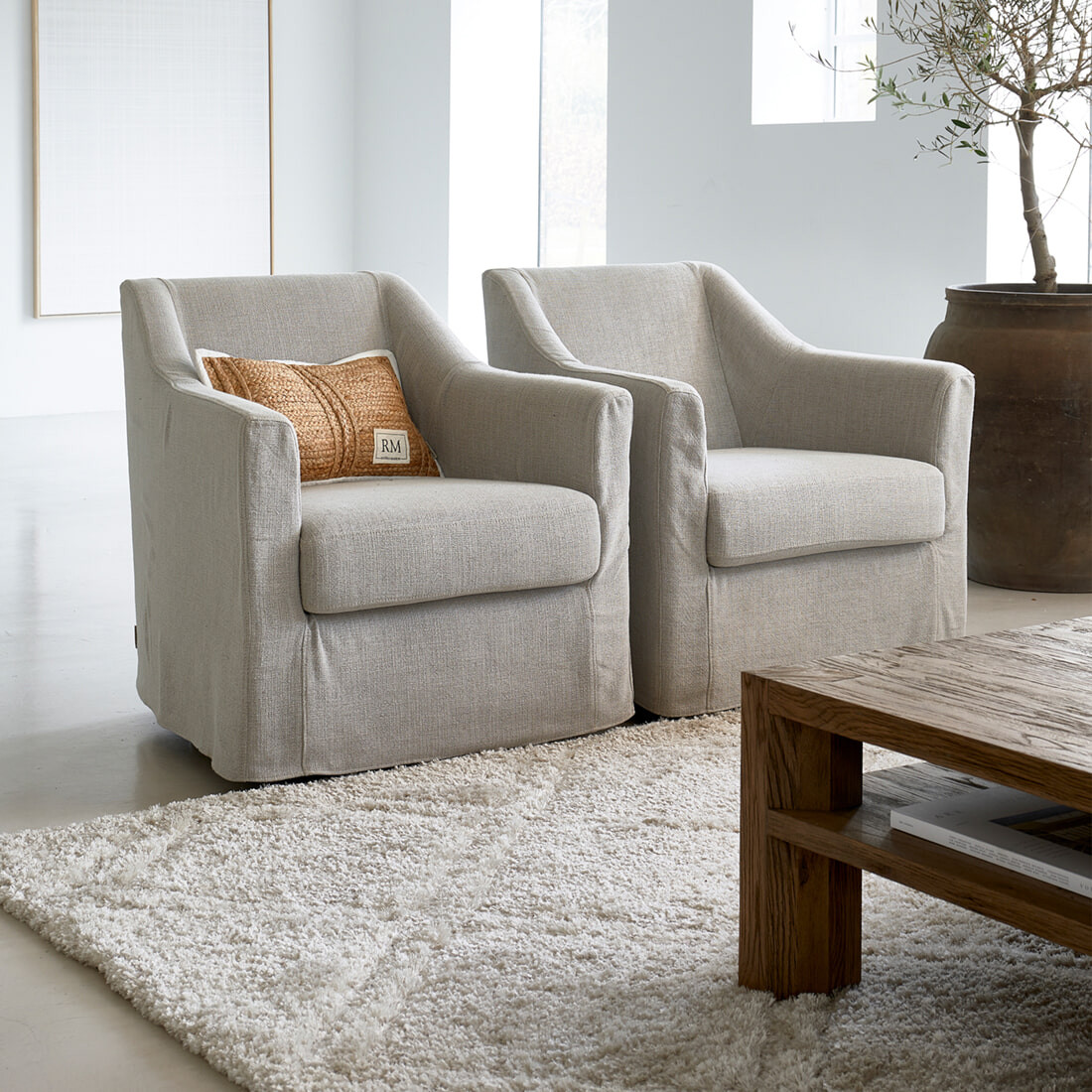 Rivièra Maison Fauteuil Huntington Met hoes, Mouline Linnen - Fabulous Flax