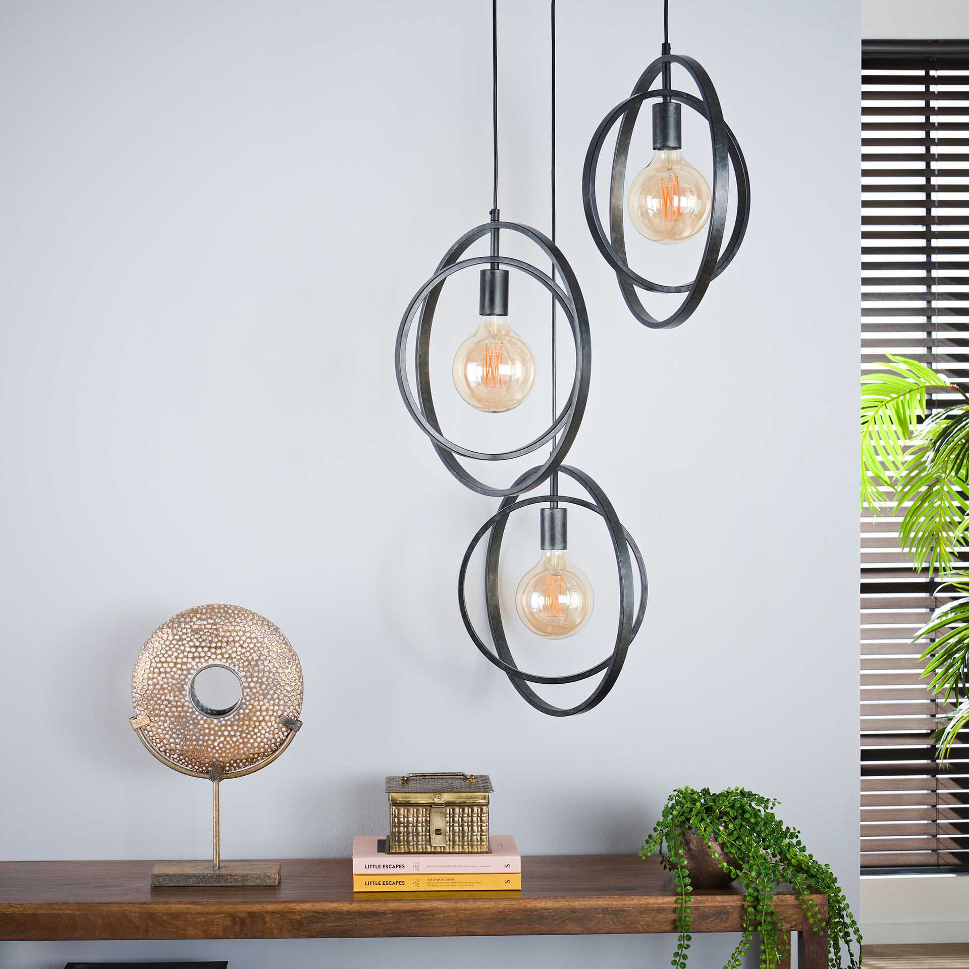 Hanglamp 'Tricia' 3-lamps, kleur Charcoal