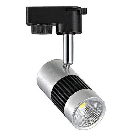 LED Railverlichting - Track Spot - 8W 1 Fase - Rond - Natuurlijk Wit 4200K - Mat Zwart/Zilver Aluminium