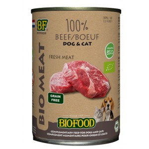 BF Petfood Biofood Organic 100% rundvlees natvoer hond & kat (blik 400 gr) 12 x 400 g